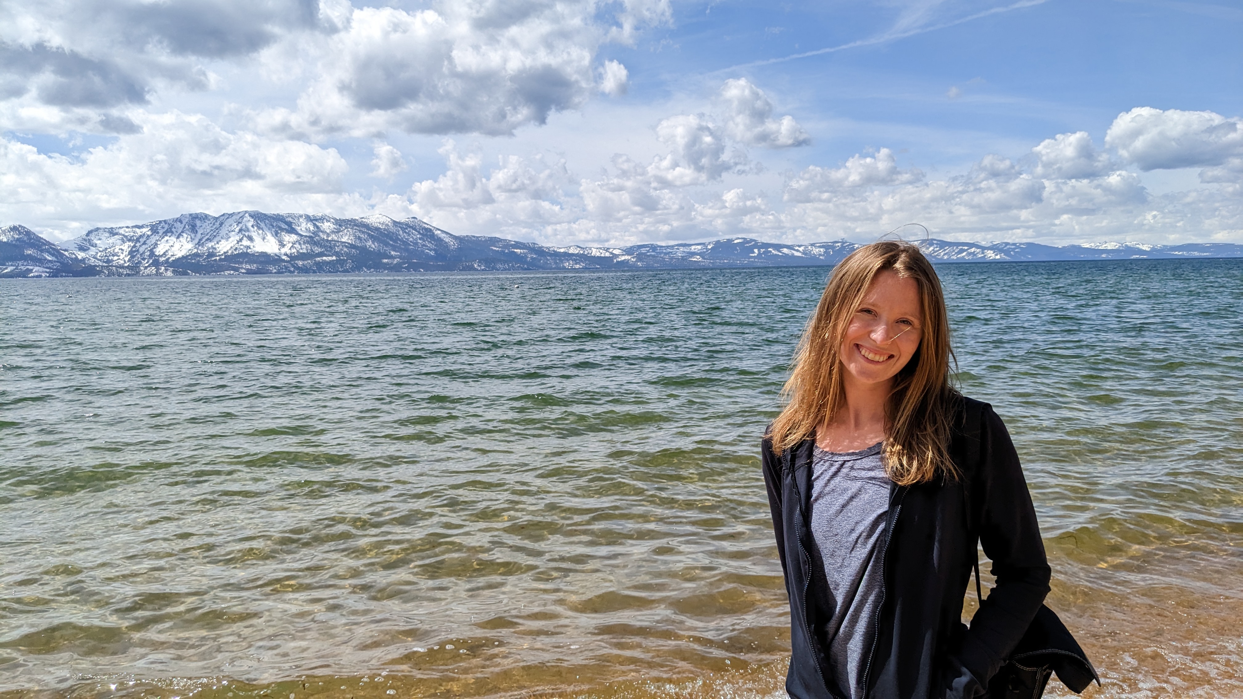 Anna enjoying nature by the lake